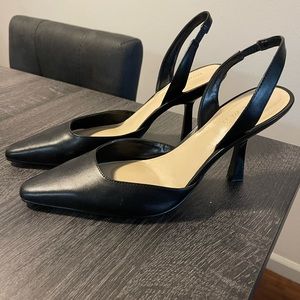 Nine West Kately 9x9 Black Slingback Pumps - Low Heel